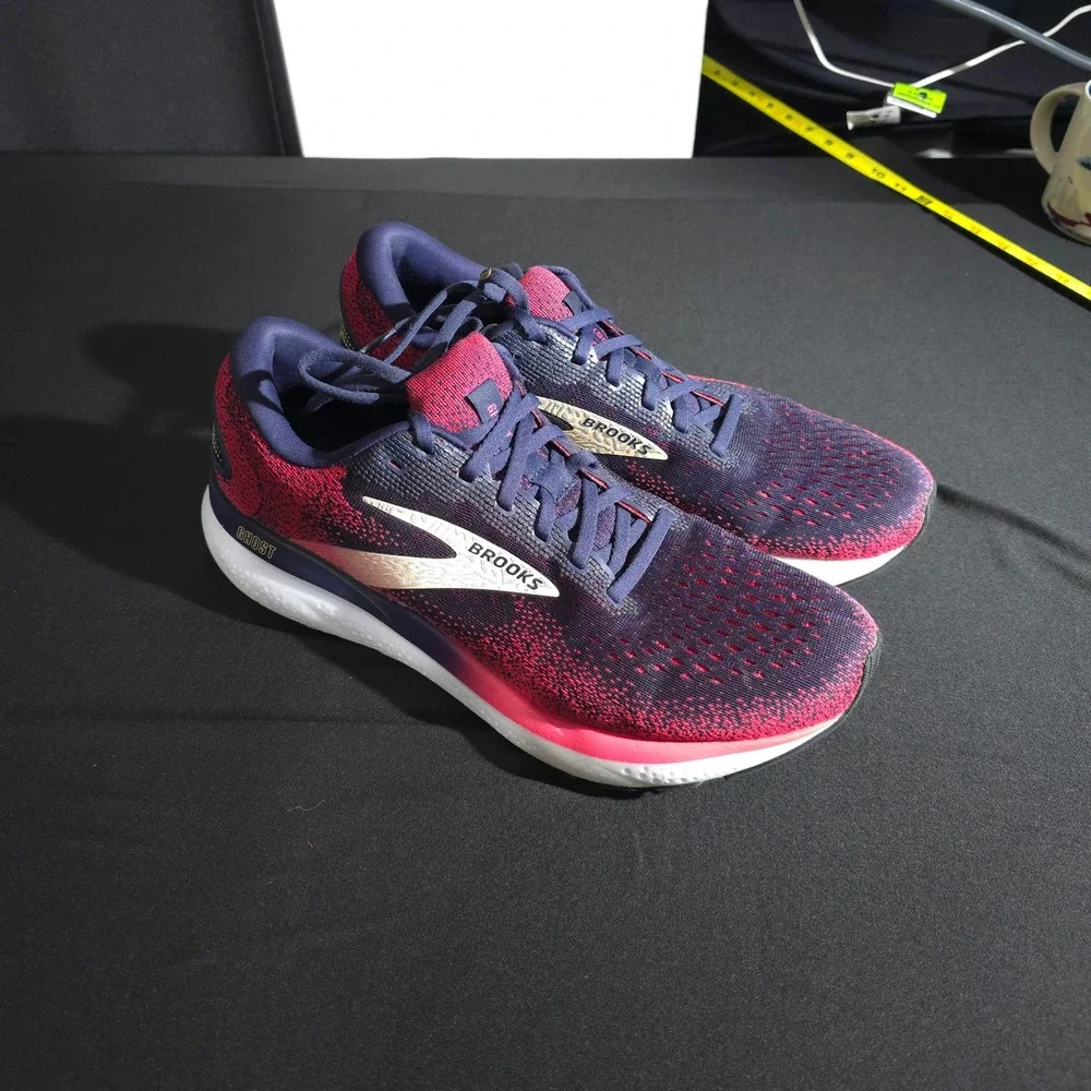 Brooks Ghost 13 Running Shoes Womens 11.5 2A Navy Pink Cushioned Road Neutral
